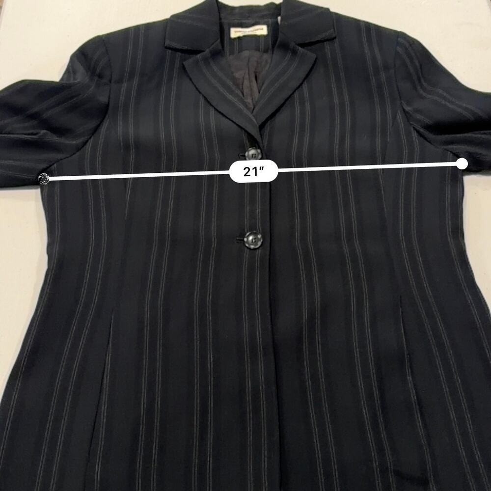 Valerie Stevens Pinstripe Blazer Jacket Women Size 12 Black Career Office Jacket - Picture 4 of 5